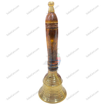 Bells Brass  Plain with wooden Handle Size 4, (Height 8", Dia 2.5")