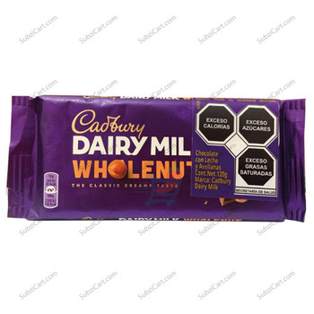 Cadbury Dairy Milk Whole Nut, 120 Grams