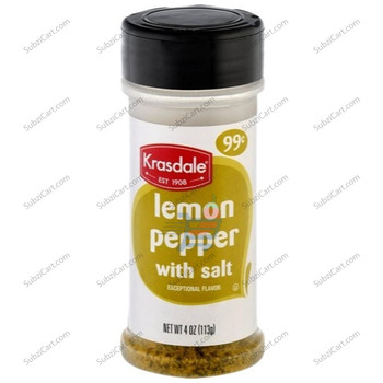 Krasdale Lemon Pepper With Salt, 113 Grams