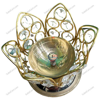 Brass Diya Decorated With Stones