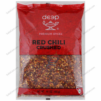 Deep Red Chilli Crushed, 400 Grams