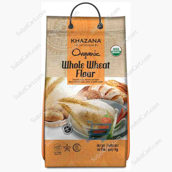Khazana Organic Whole Wheat Atta, 20 Lb