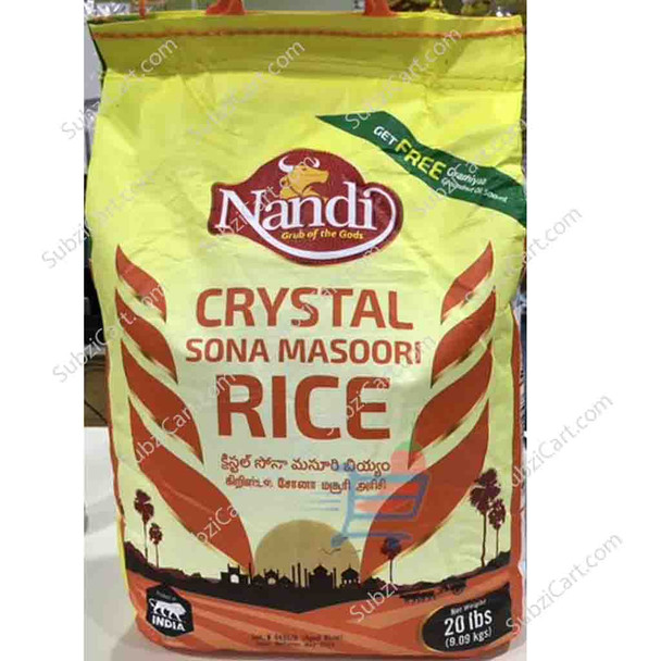 Nandi Crystal Sona Masoori Rice, 20 Lb