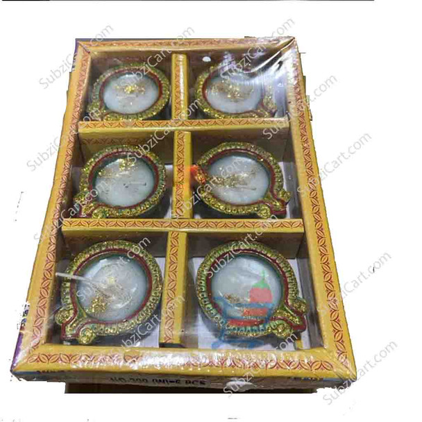 Diwali Diyas Designed, 6 Count