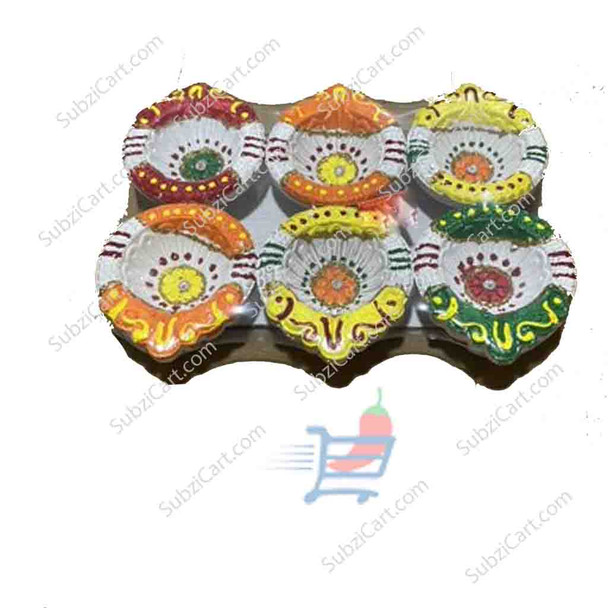 Diwali Diyas Designed,  6 Count