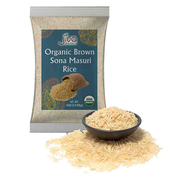 Jiva Organic Brown Sona Masuri Rice, 10 Lb