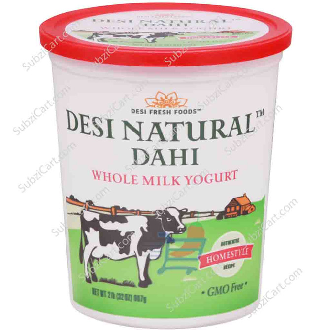 Desi Natural Dahi Whole Milk Yogurt Frozen, 2 LB