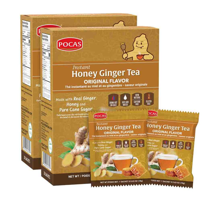 Pocas Instant Honey Ginger Tea The Original pack Of 20 Sachets