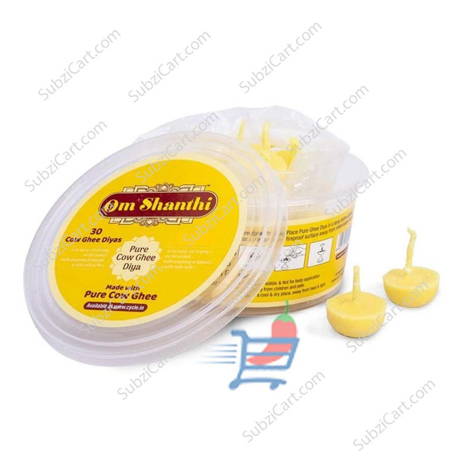 Om Shanthi Cow Ghee Diya, 100 Pieces