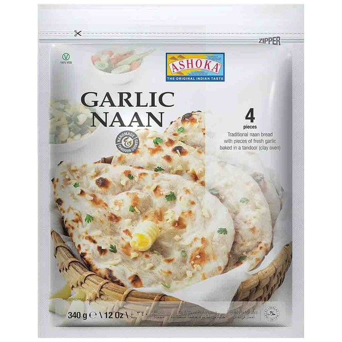 Ashoka Garlic Naan Frozen, 340 Grams