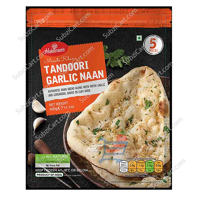 Haldirams Tandoori Garlic Naan Frozen, 400 Grams
