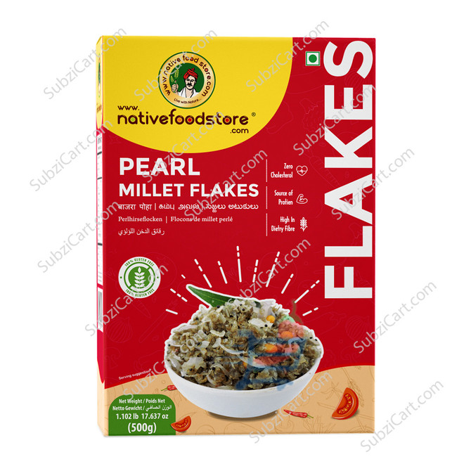 Nativefoodstore Pearl Millet Flakes, 500Grams