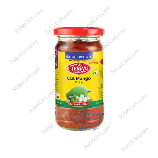 Telugu Cut Mango Without Garlic Pickle, 300 Grams