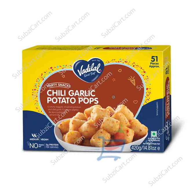 Vadilal Chilli Garlic Potato Pops Frozen, 15 Oz