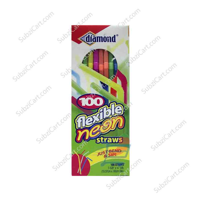 Diamond Flexible Straws, 100 Pc