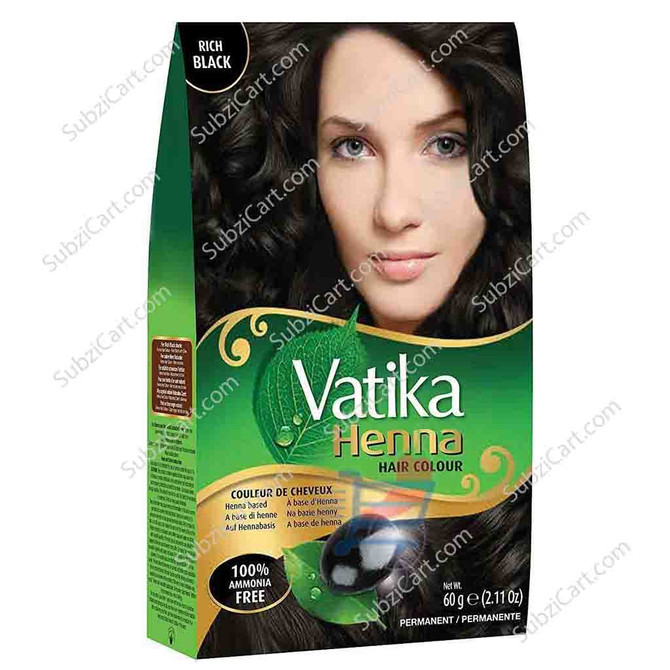 Vatika Henna Hair Colour Rich Black, 2.1 Oz