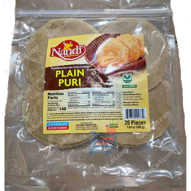 Nandi Plain Puri, 500 Grams (20 PCS)