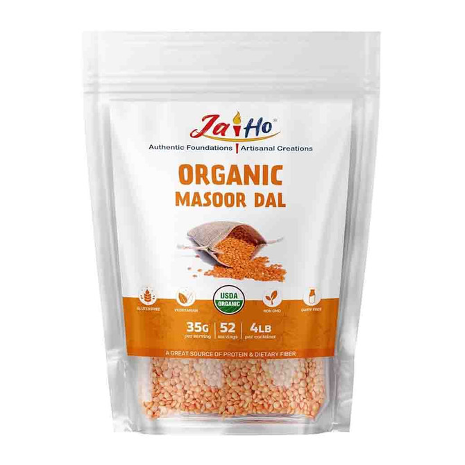 JaiHo Organic Masoor Dal, 4 Lb