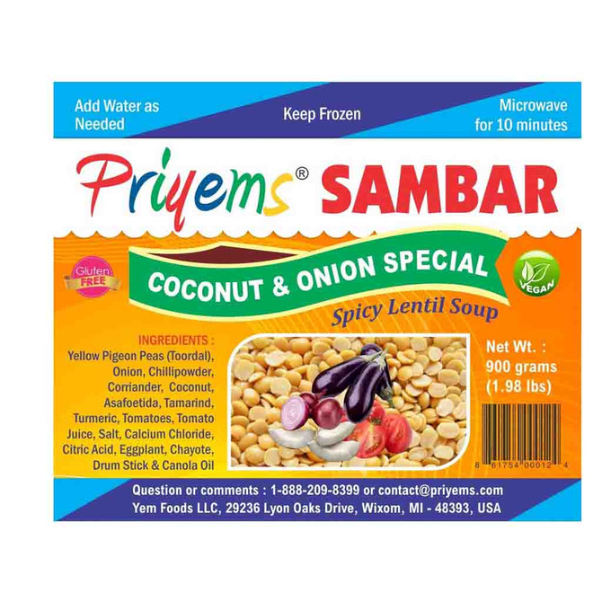 Priyems Sambar Coconut Onion, 900 Grams