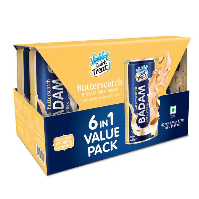 Vadilal Butterscotch Badam Milk, 6 PC