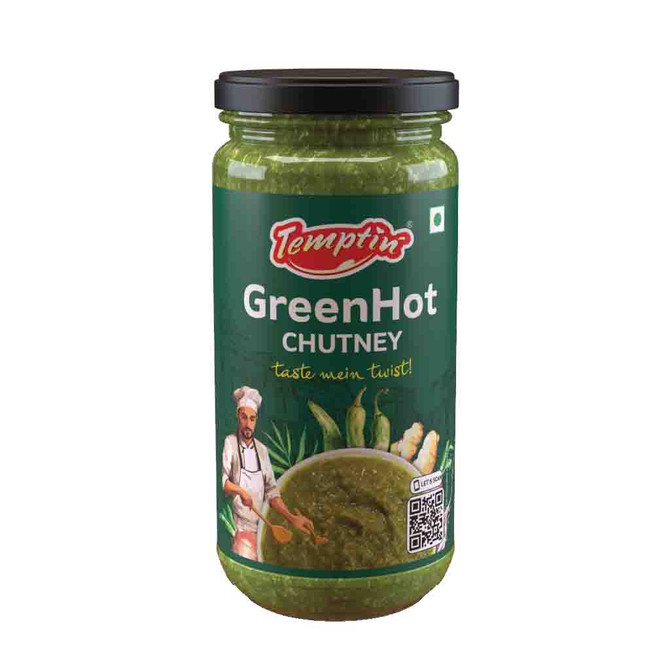 Temptin Green Hot Chutney, 250 Grams