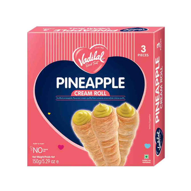 Vadilal Pineapple Cream Roll, 150 Grams