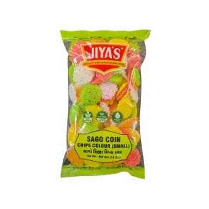 Jiya's Sago Coin Chips Colour Small, 400 Grams