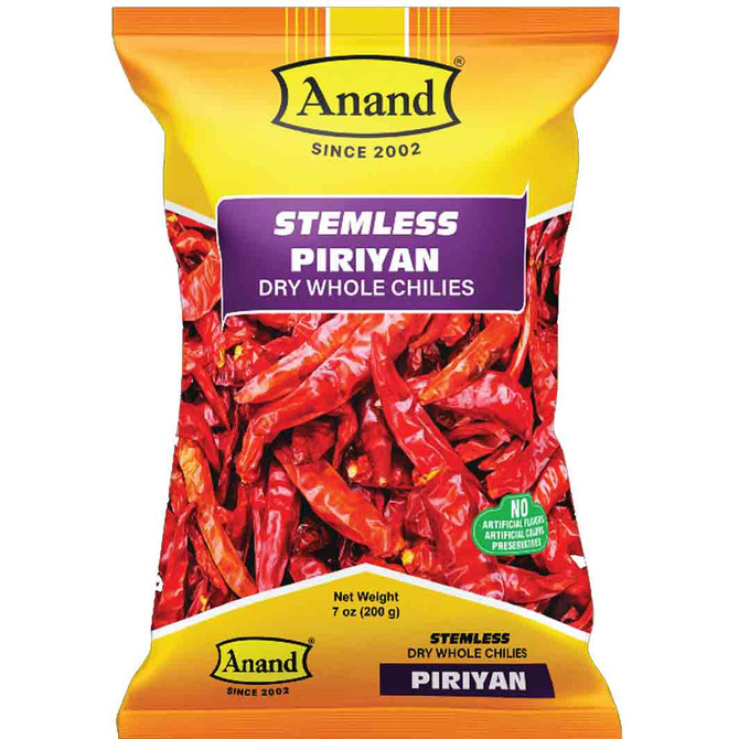 Anand Piriyan Stemless Whole Chillies, 200 Grams