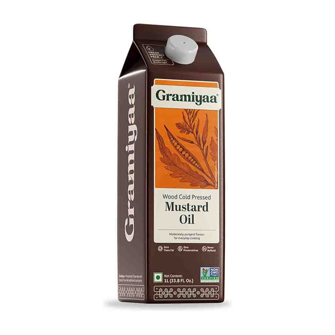 Gramiyaa Mustard Oil Wood Cold Pressed, 1 LTR