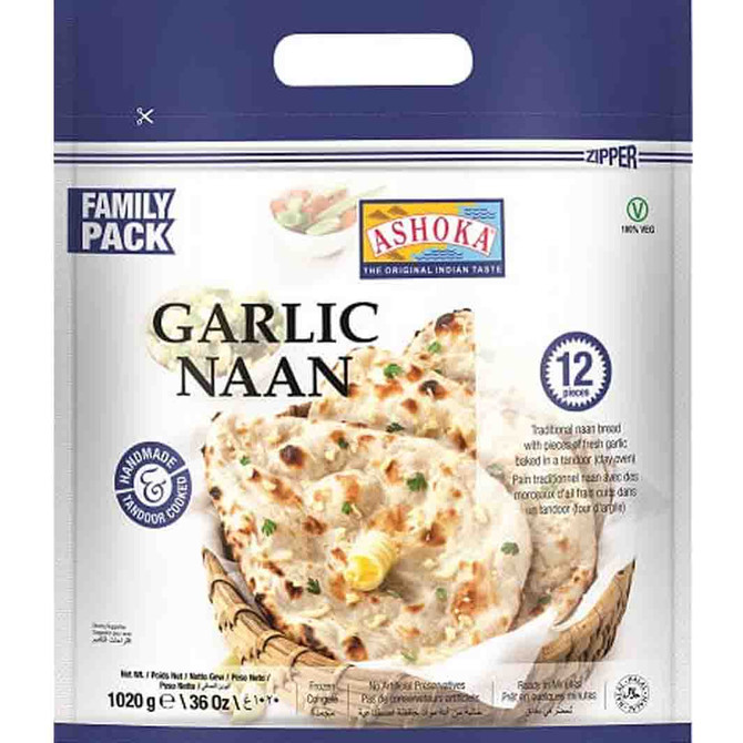 Ashoka Garlic Naan Fp Frozen, 1020 Grams