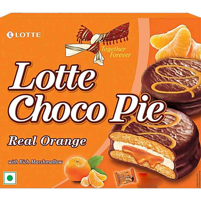 Lotte Choco Pie Real Orange, 6 Pack