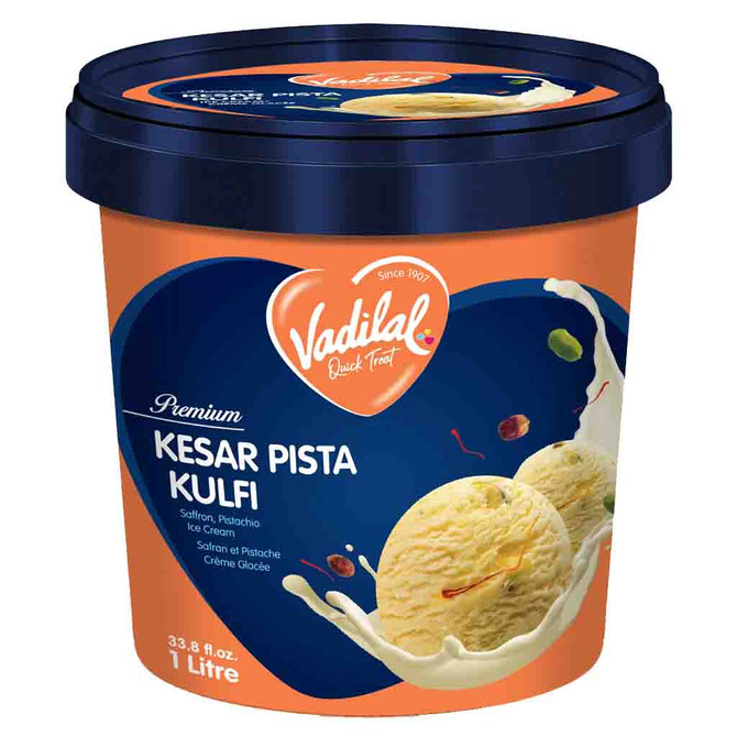 Vadilal Kesar Pista Kulfi Ice Cream Frozen, 1 Ltr