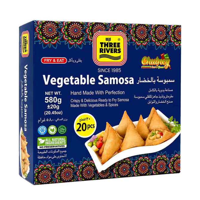Three Rivers Veg Samosa Frozen, 20 pcs