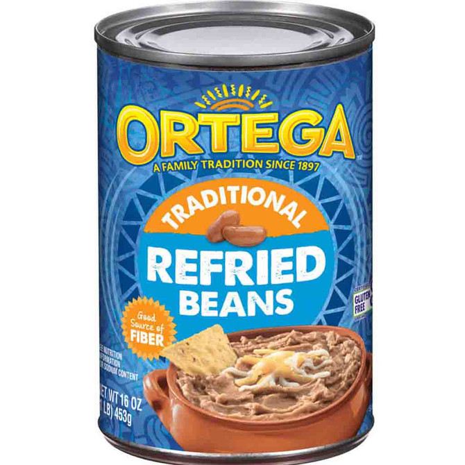 Ortega Refried Beans Sat Free, 16 Oz
