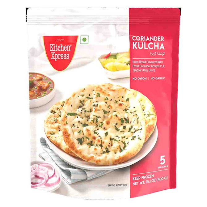 Kitchen Xpress Coriander Kulcha 5 Pc Frozen, 400 Grams