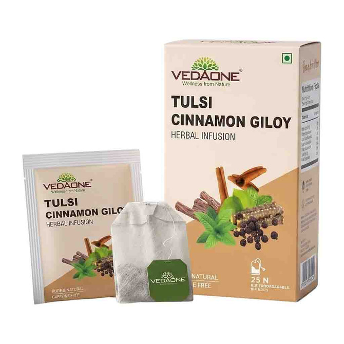 Vedaone Tulsi Cinnamon Giloy Tea Bags, 25 PCs