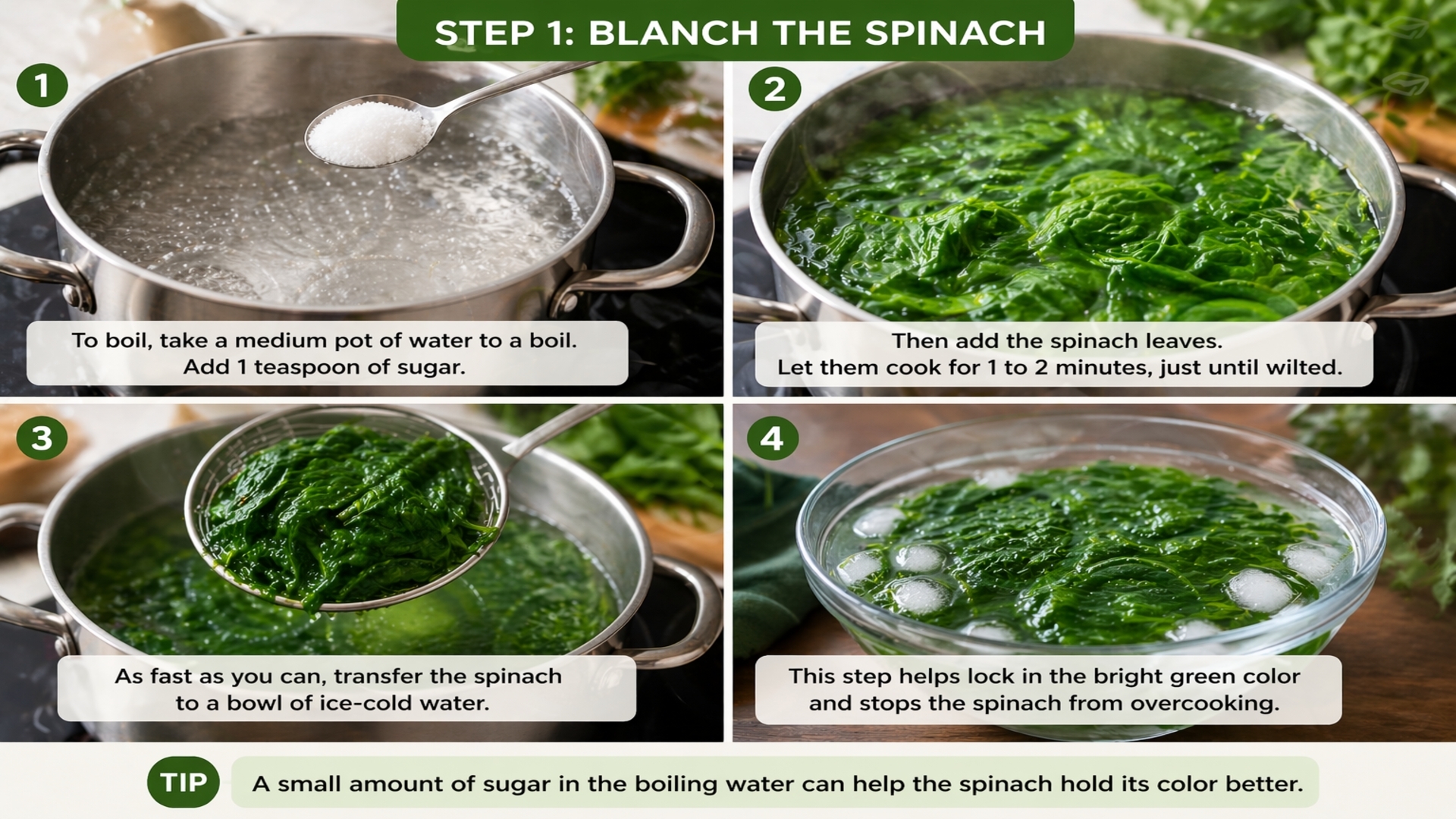 Blanch the spinach