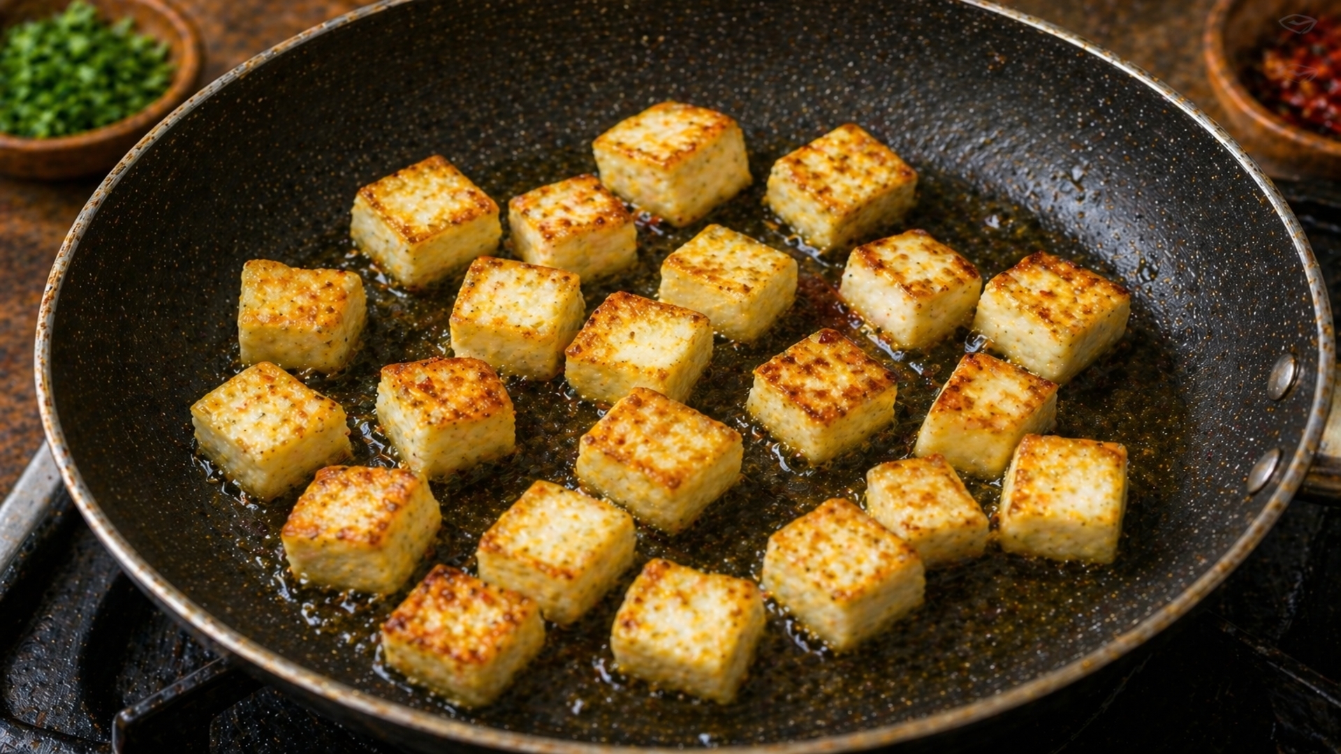 Lightly fry the paneer