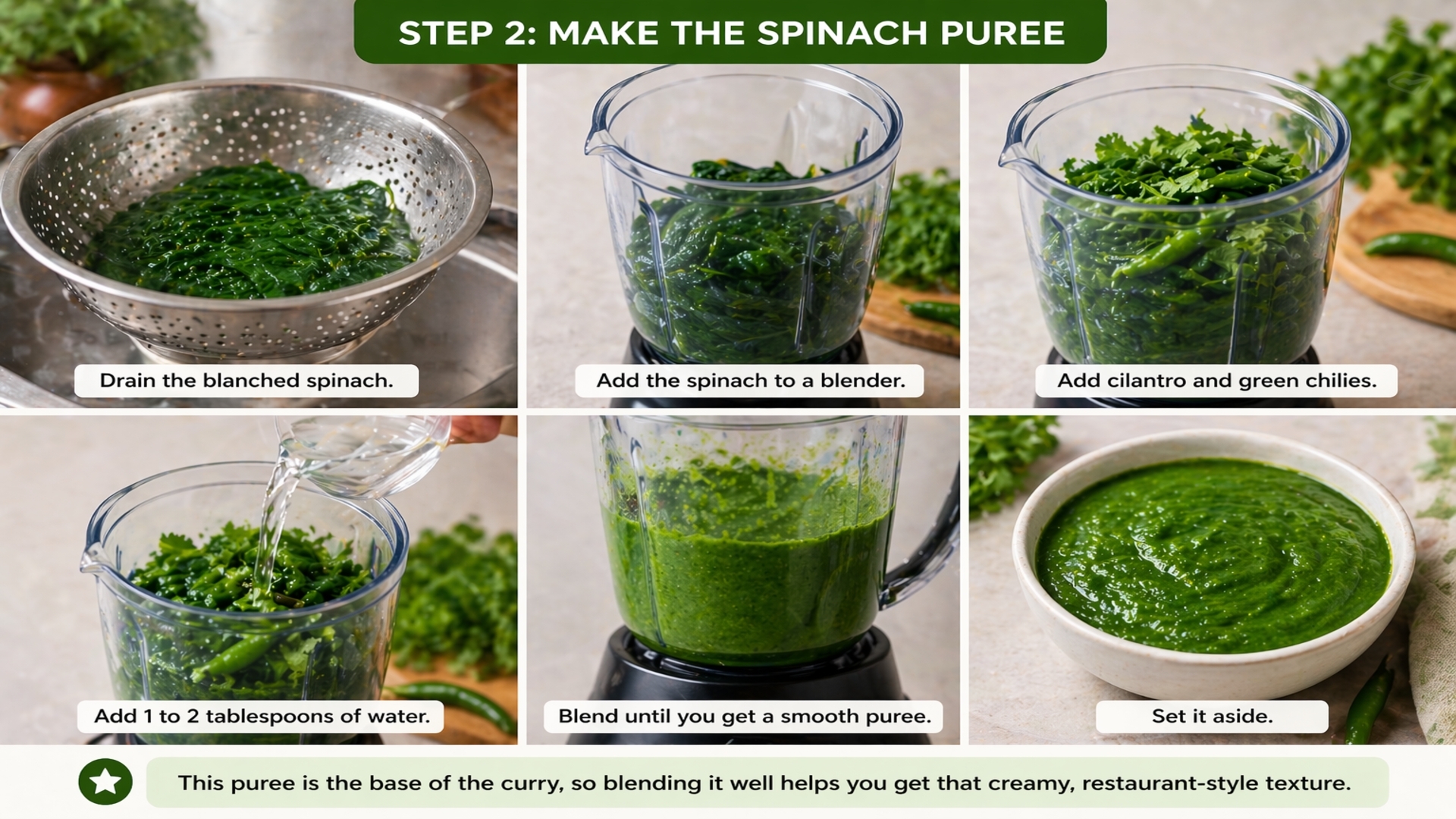 Make the spinach puree