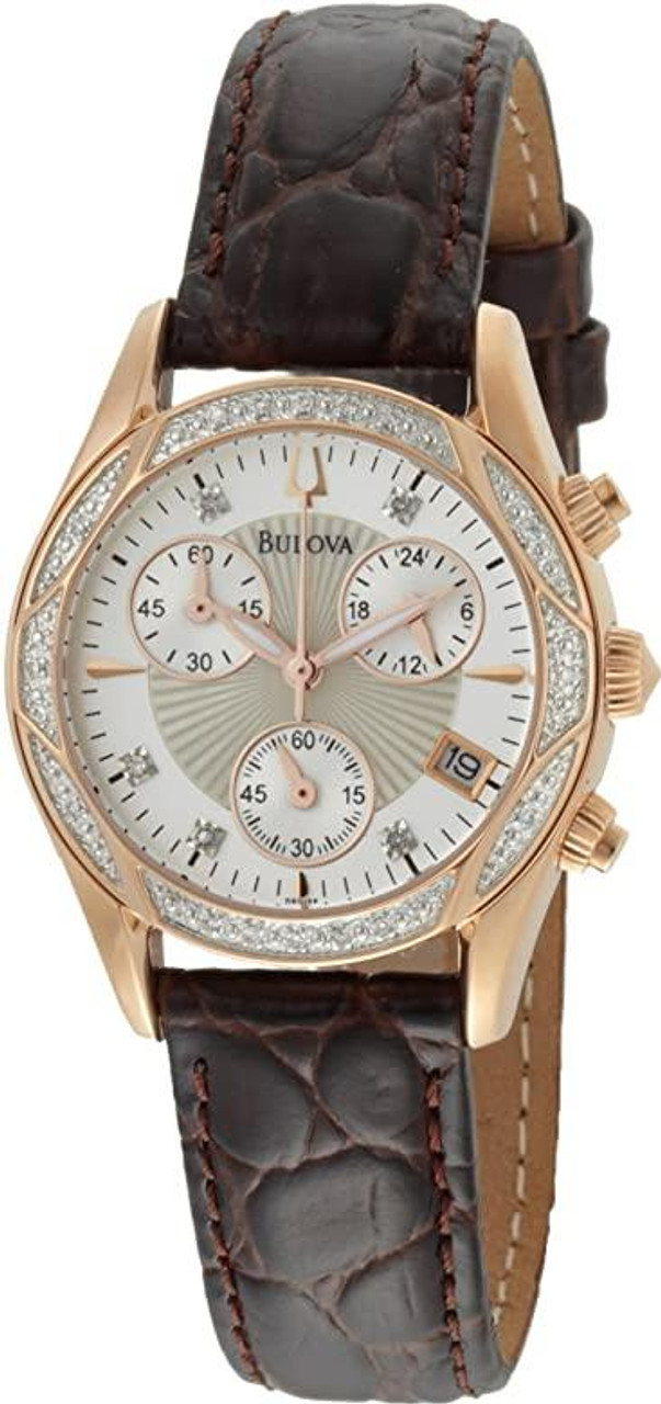 Bulova Gold-Tone Leather Ladies Watch 98R136 - Jacob Time Inc