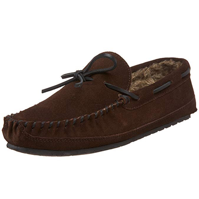 Minnetonka Mens Casey Slipper Chocolate Size 4155-CHOCOLATE