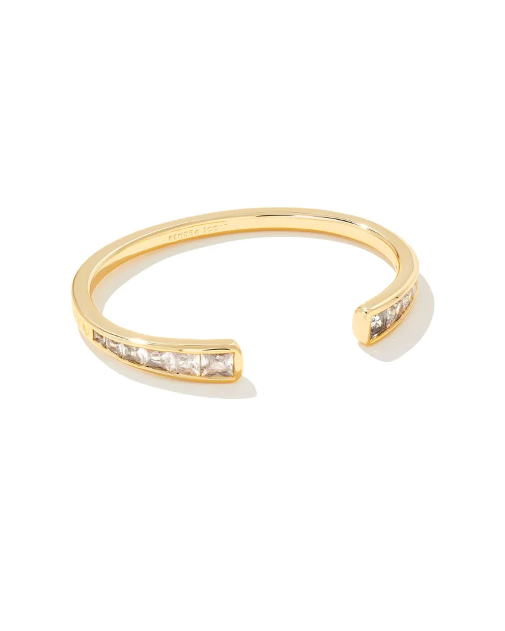 Grayson Gold Cuff Bracelet in White Crystal