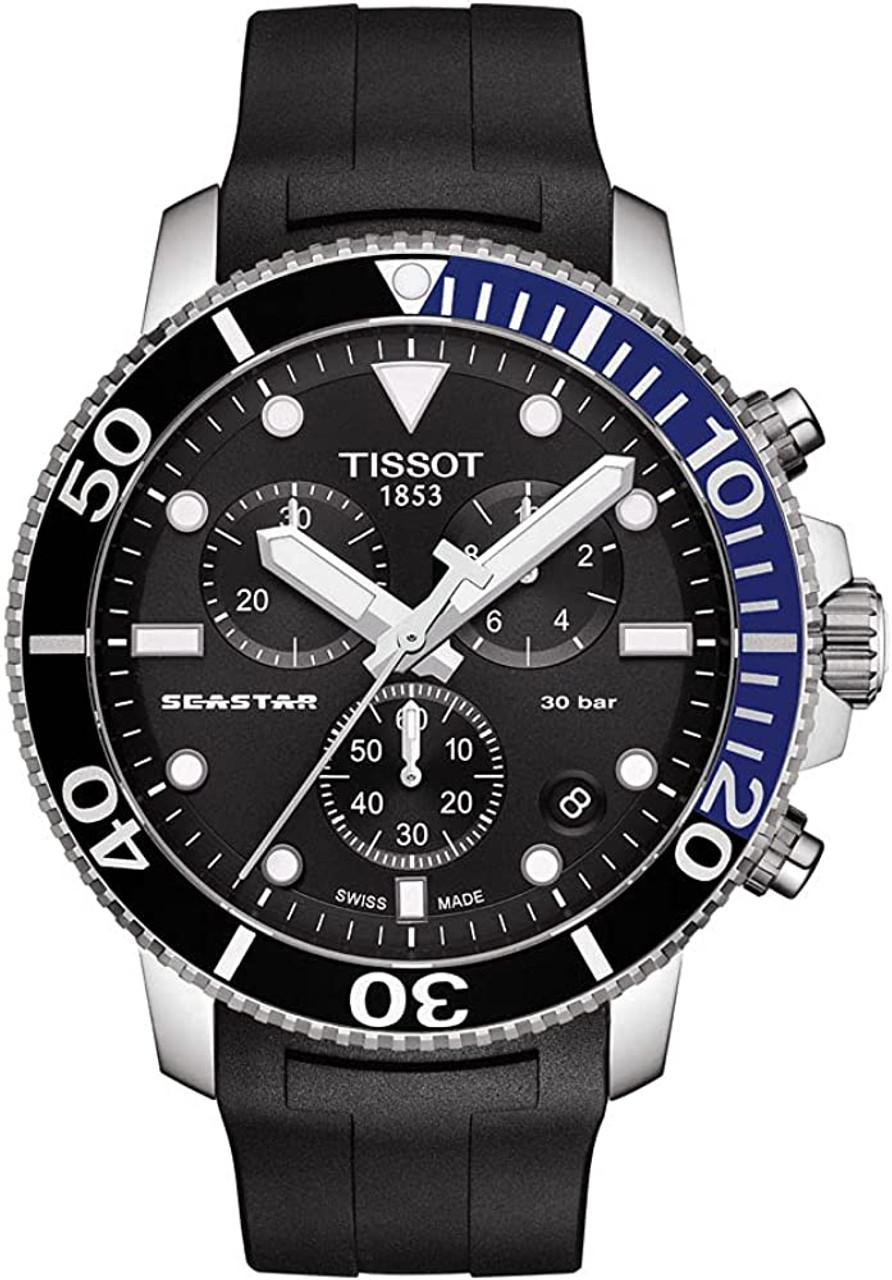 Tissot Seastar 1000 Chronograph Black Silicone Mens Watch T1204171104101  T1204171705102