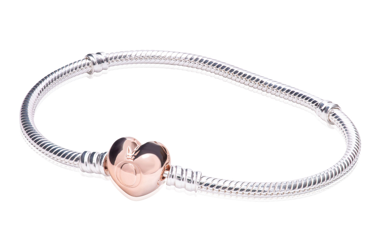 925 Silver bracelet, rectangular elements, zircon heart and flowers |  Jewellery Eshop EU