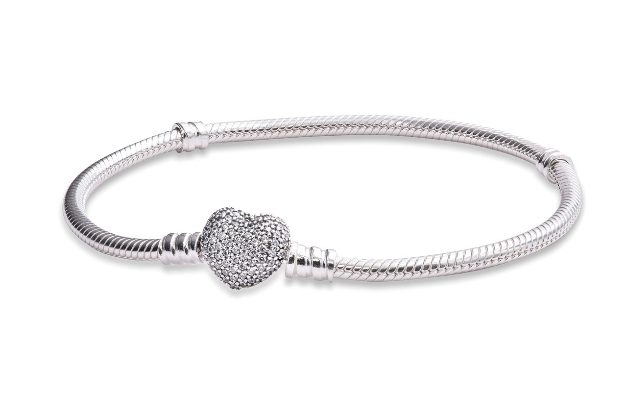 Pandora Moments Heart Clasp Snake Chain Bracelet