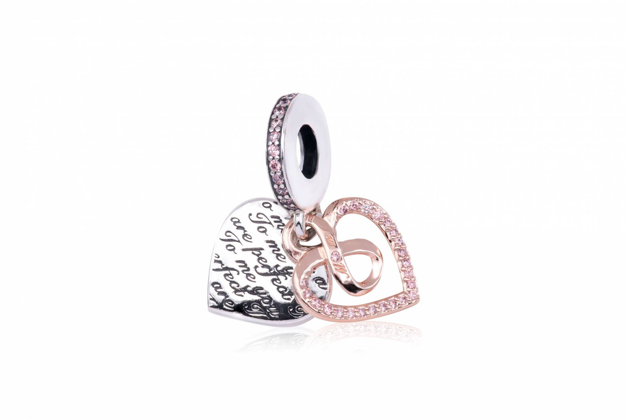Pandora Two-tone Infinity Heart Double Dangle Charm 782641C01