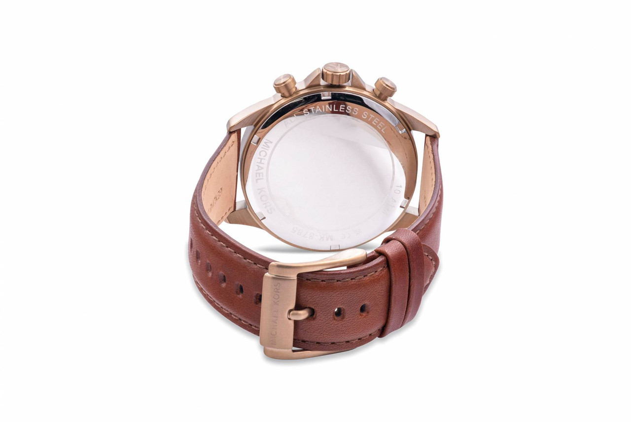 Michael Kors Gage Chronograph Chocolate Leather Mens Watch MK8785