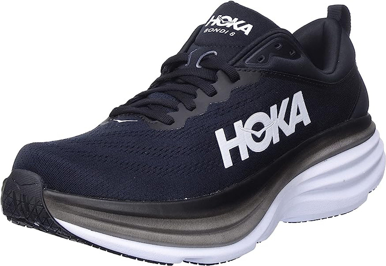 HOKA ONE Bondi 8 Mens Running Shoes - Black/White