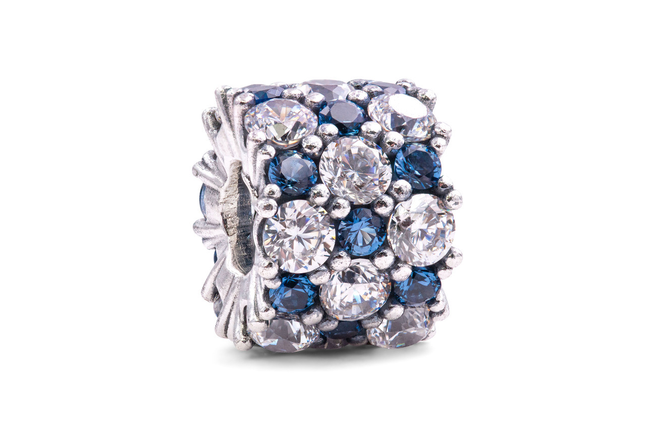 Blue and Clear Sparkle Authentic 925 Sterling Silver Bead Charm Fits Pandor