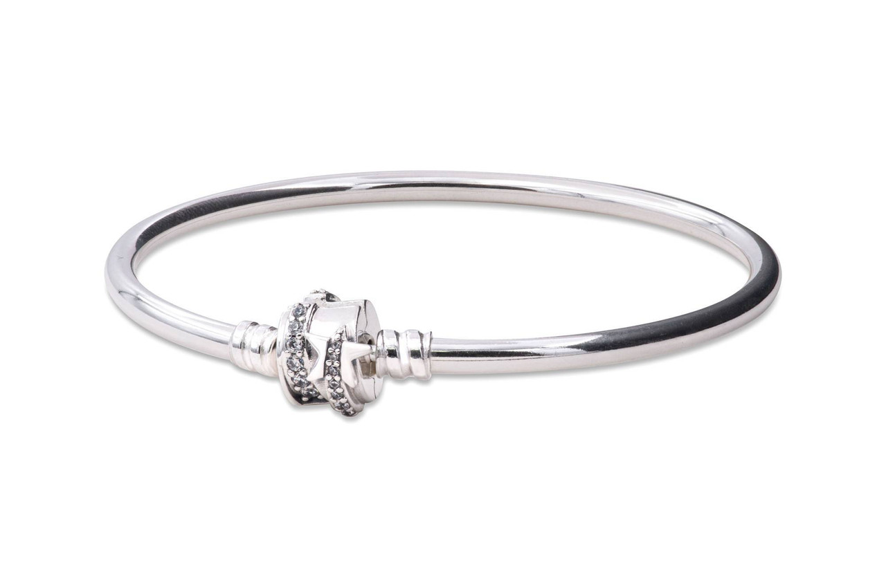 Pandora Moments Round Clasp Blue Braided Leather Bracelet